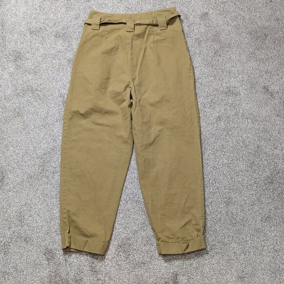 FOREVER 21 Tan Brown Pleated, Belted, High Rise Casual Zip Twill Pants; Size L - Picture 2 of 3
